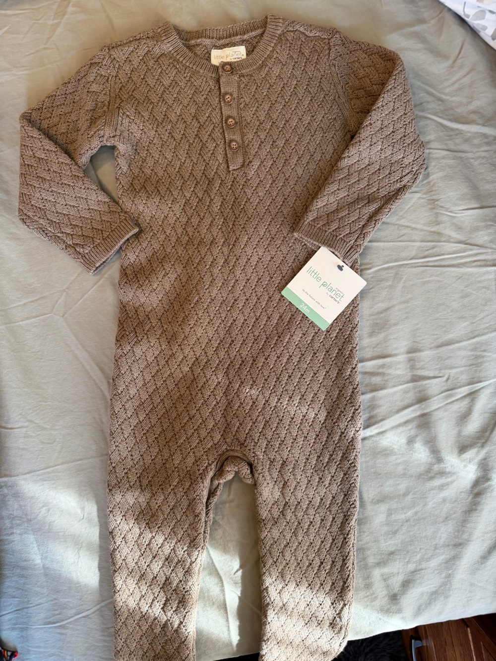 Little Planet Knit Romper One-Piece in Taupe